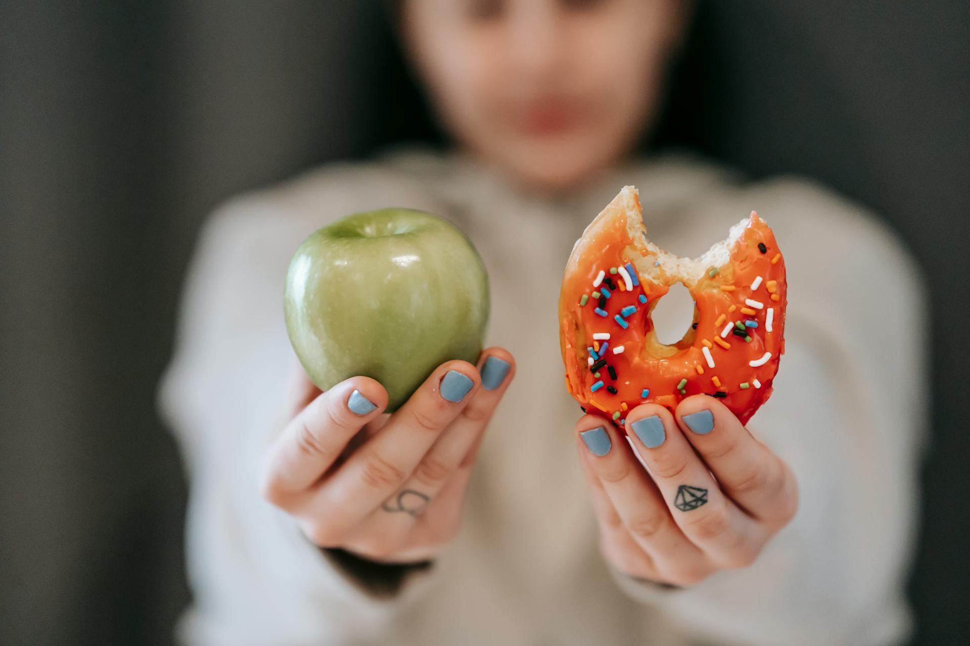 Donut and apple