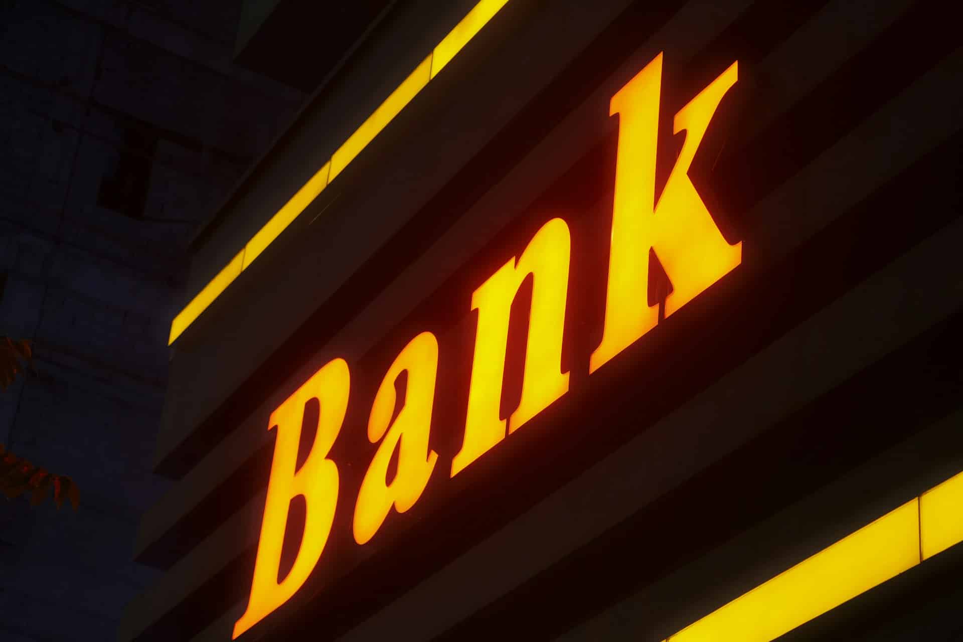 A bright bank signage