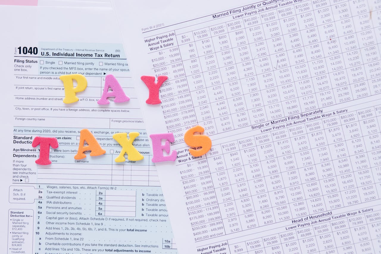 The words “Pay taxes” placed on tax returns