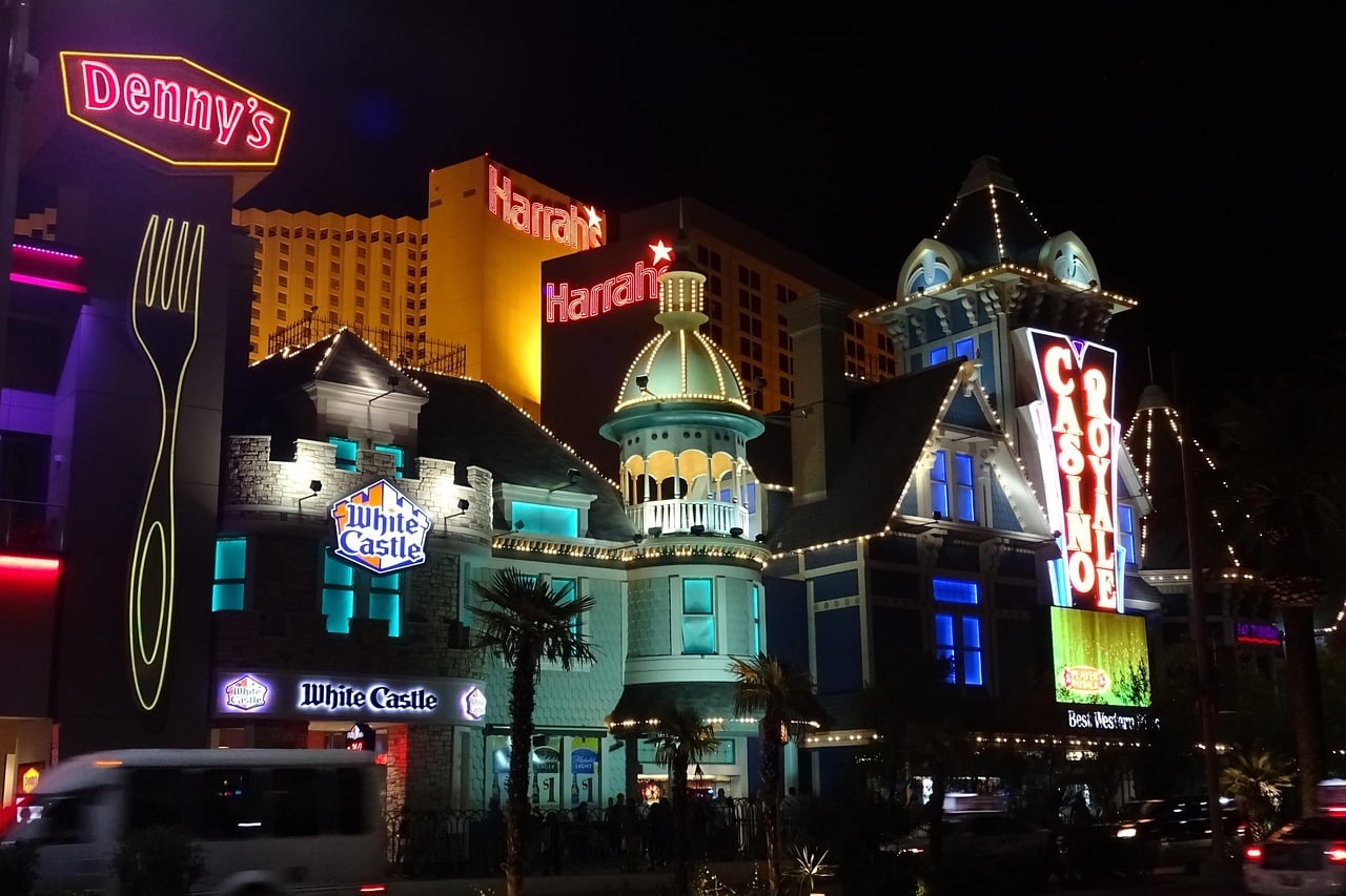 Buildings with neon signs on the Las Vegas Strip