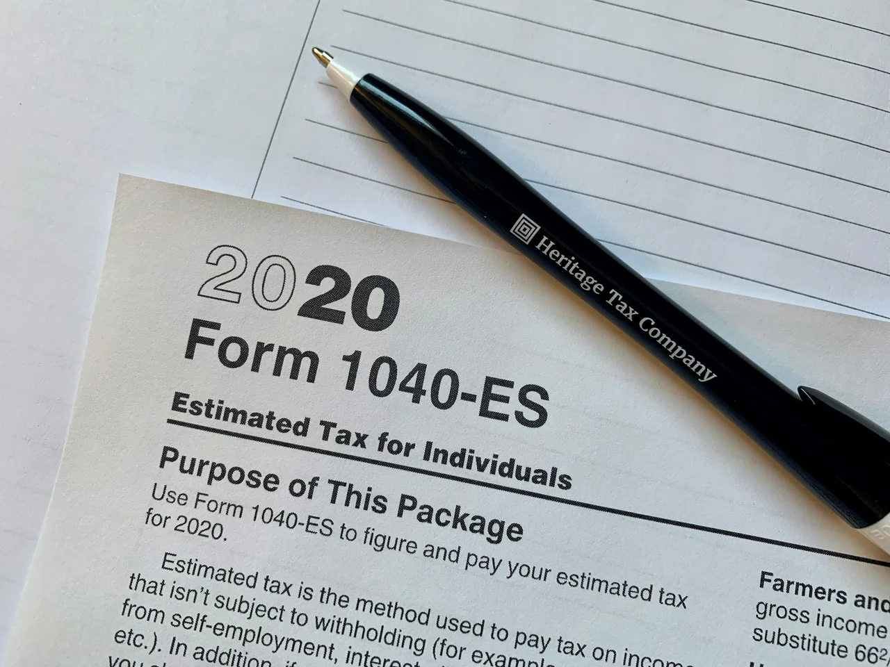 Close-up of IRS Form 1040-ES