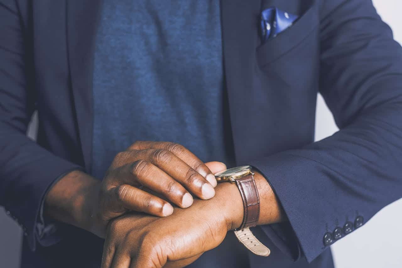 Businessman looking at a watch