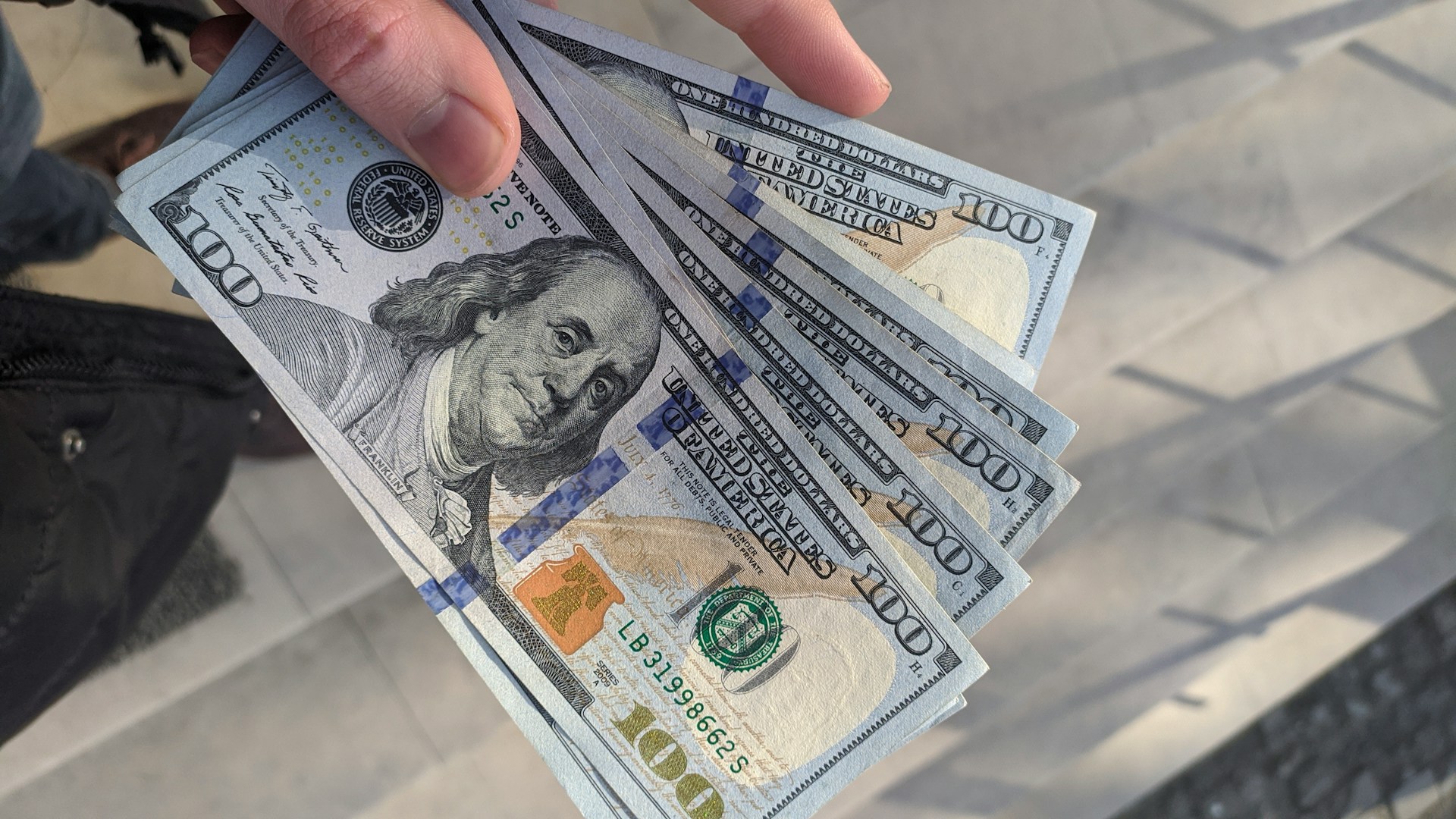Close-up of some $100 bills