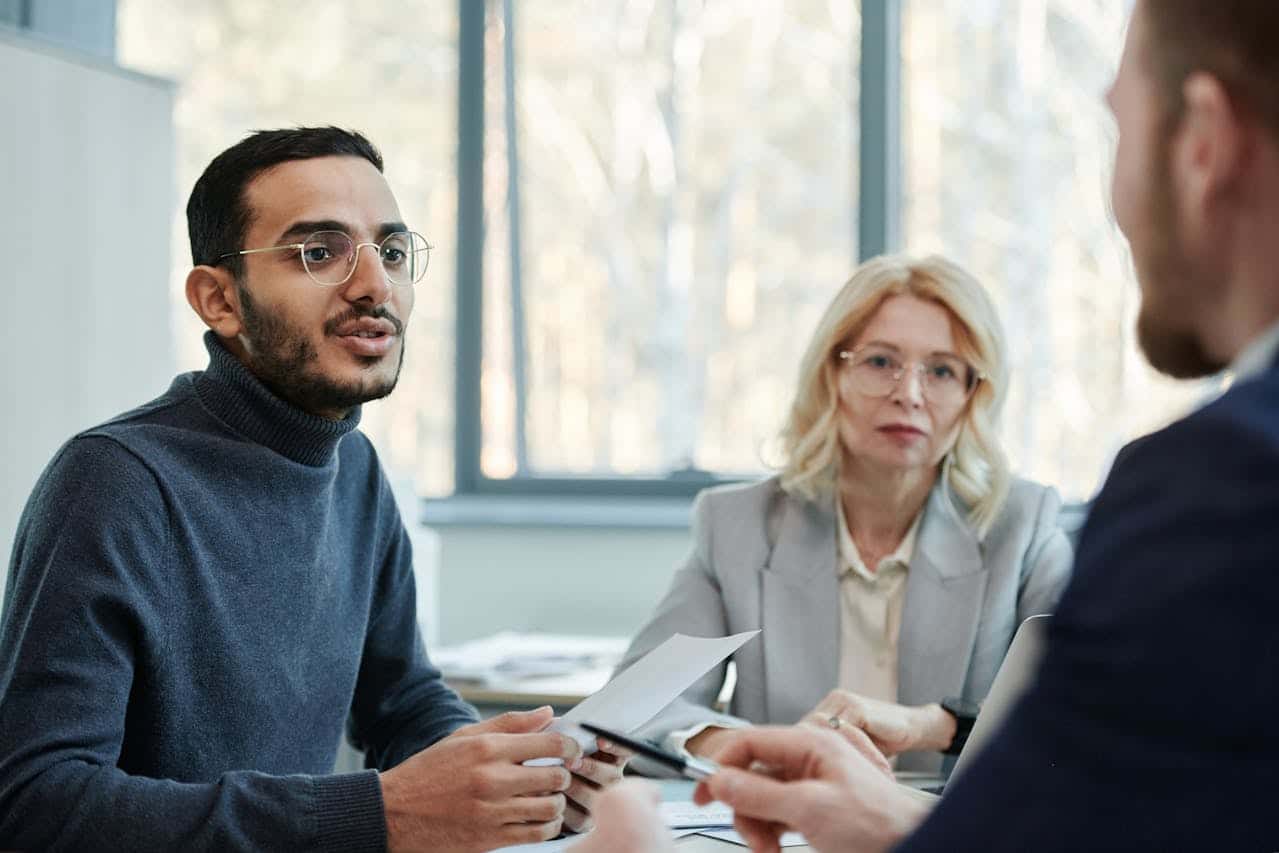 Registered agent talking to people
