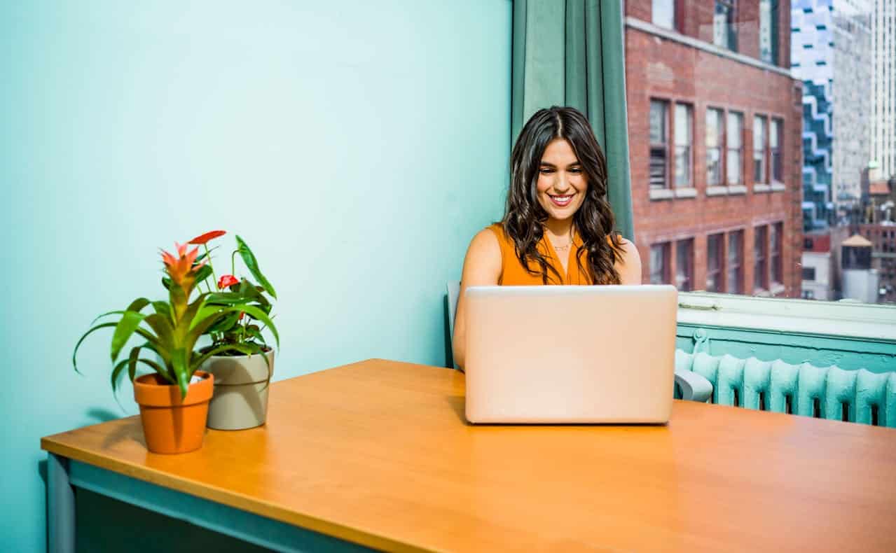 A woman using her laptop