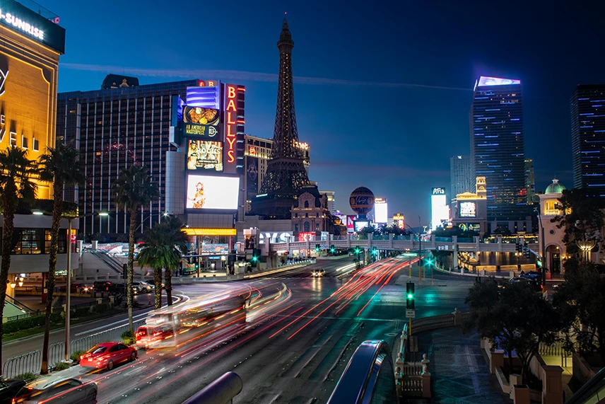 light trails on the road in Las Vegas, Nevada, during nighttime