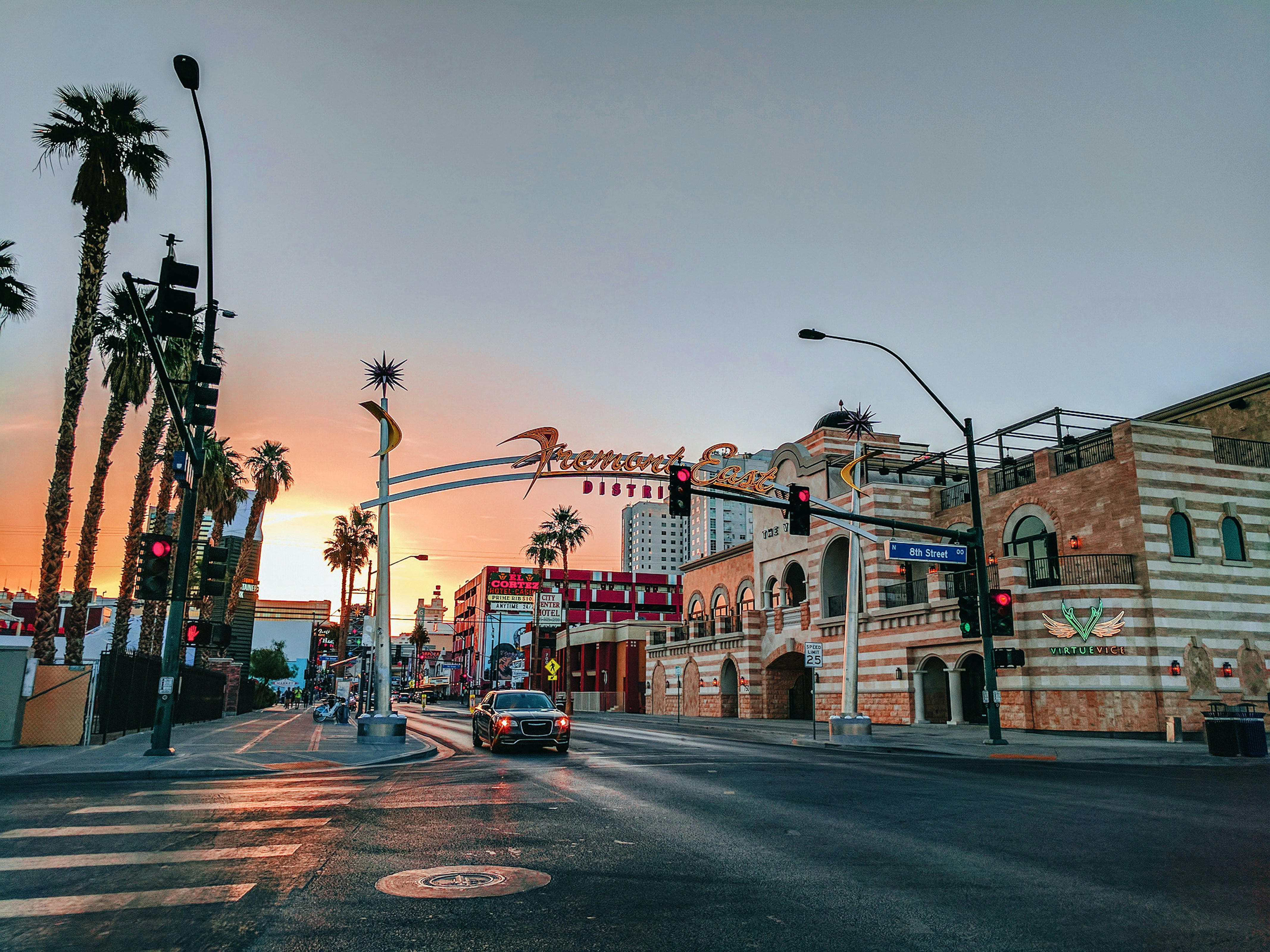 A car on a street in Fremont, Nevada